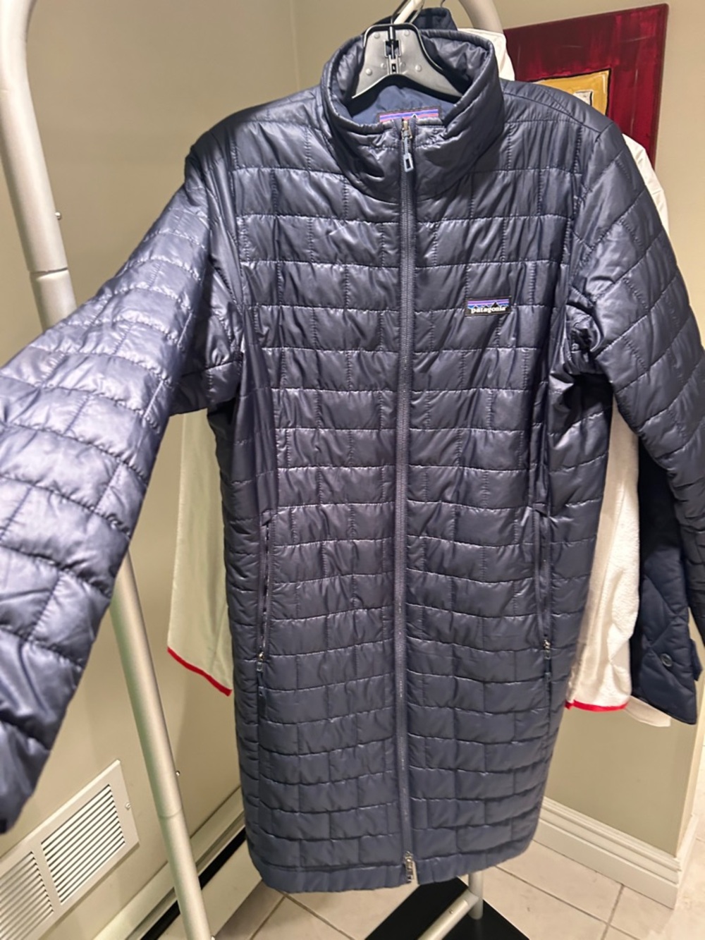 Heineken x Patagonia Women's Navy Blue Puff long Jacket w/Heineken Logo on back
